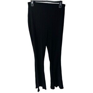 Missguided pants womens 10 pull on knit flared black ribbed stretch casual retro